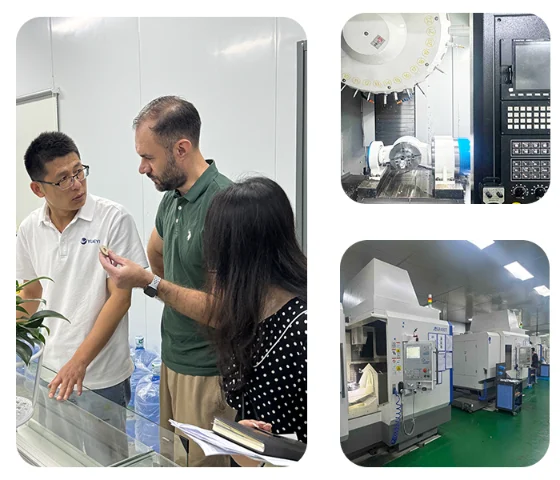 Customer quality engineer inspecting parts on site at the Yueyi plant